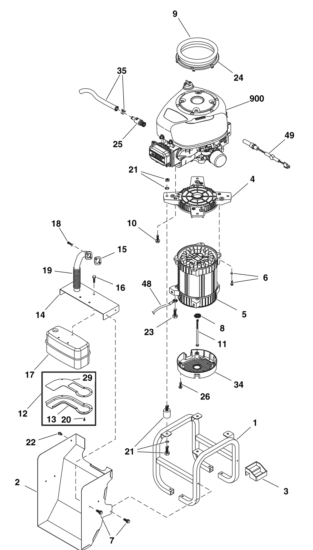 Main Unit Group Diagram and Parts List for 1975-0  Briggs and Stratton Generator